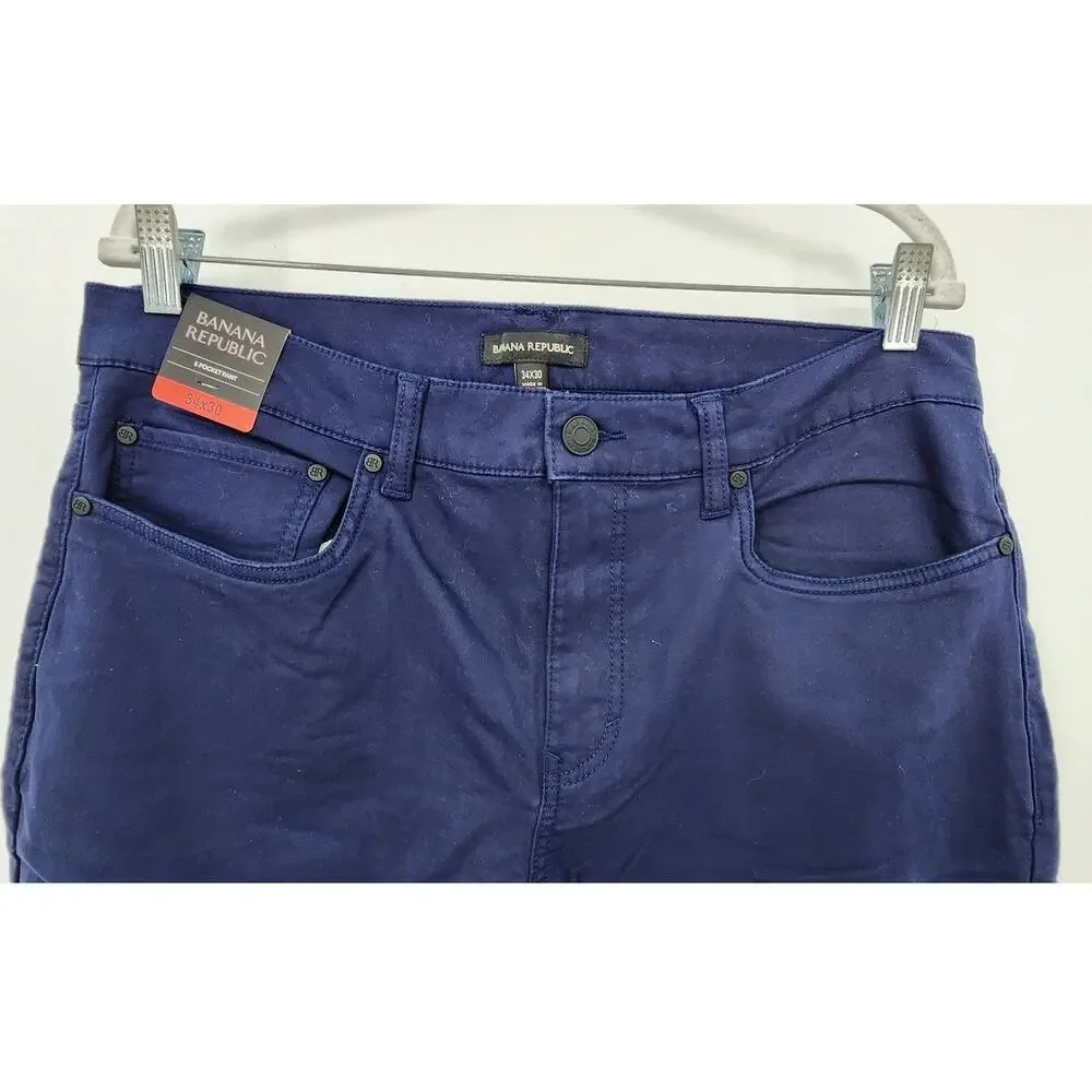 New NWT Banana‎ Republic 5- Pocket Blue Navy Jeans Size 34 X 30